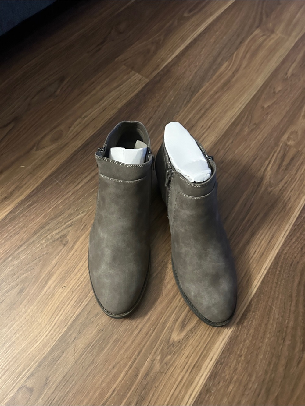 Women's Gray Suede Ankle Booties - Classic Side-Zip Bootie